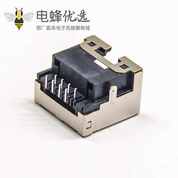 rj45网络模块90度弯式屏蔽带壳不带灯穿孔式