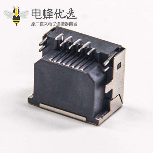 RJ45座8p8c屏蔽式单层1&times;1插pcb网络接口不带灯