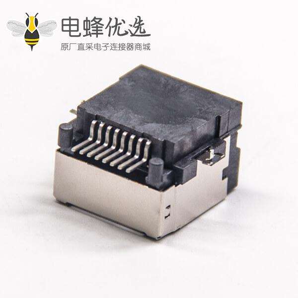 沉板式RJ45直式8p8c带屏蔽半包式模块化连接器