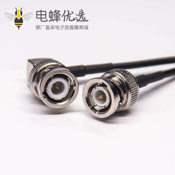 bnc转bnc线材组装电缆焊90度bnc转180度bnc射频线RG174线长30cm