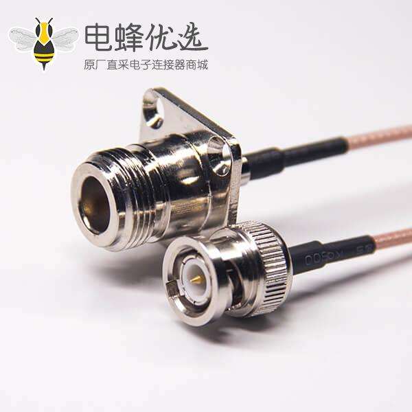 n母头四方连接器转bnc直式公头射频线