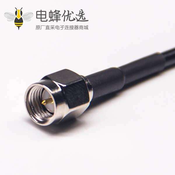 同轴电缆连接头器sma直式公头镀镍转mcx弯母头接RG174