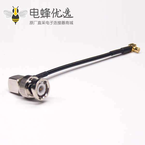 BNC线接口公头弯式50欧姆转MCX弯式公头接RG174