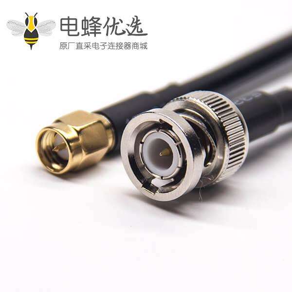 屏蔽线BNC接头公头直式转SMA公头直式同轴线缆接RG223 RG58