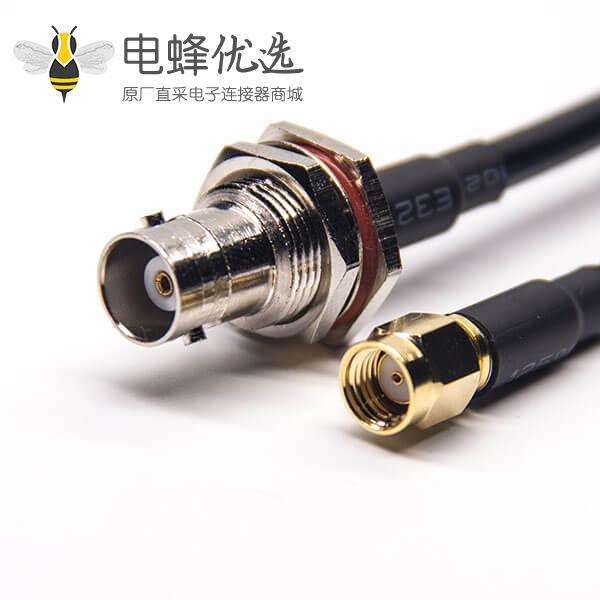 SMA转BNC接口BNC直式母头SMA直式公头反极RF线材接RG223 RG58