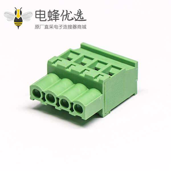 插拔接线端子直式带4个螺钉式的插拔式接线端子绿色