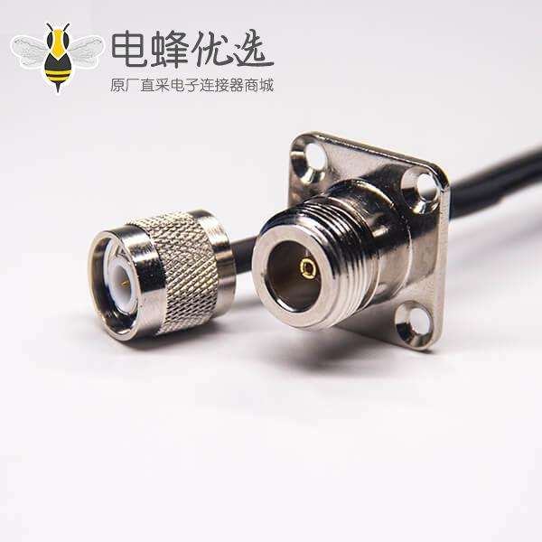 n转接头tnc组装电缆n母头四孔法兰转tnc公头直式压接