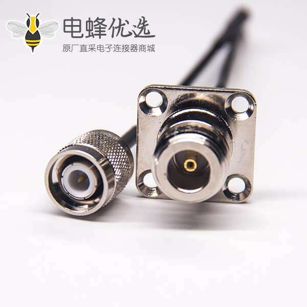 n转接头tnc组装电缆n母头四孔法兰转tnc公头直式压接