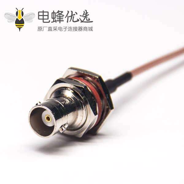 BNC接头线材前锁板防水母头直式转MCX直式公头接RG316线