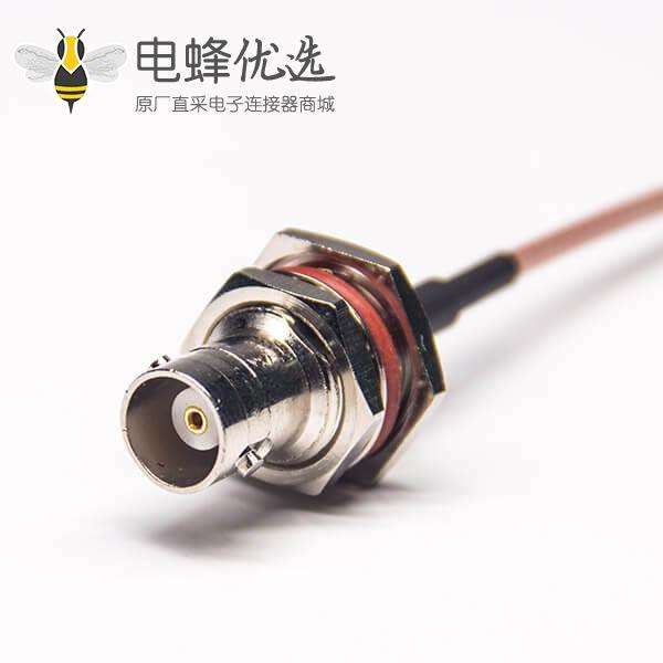 BNC转SMB射频线母头直式50欧姆大六角防水前锁板转SMB弯式母头接RG316线