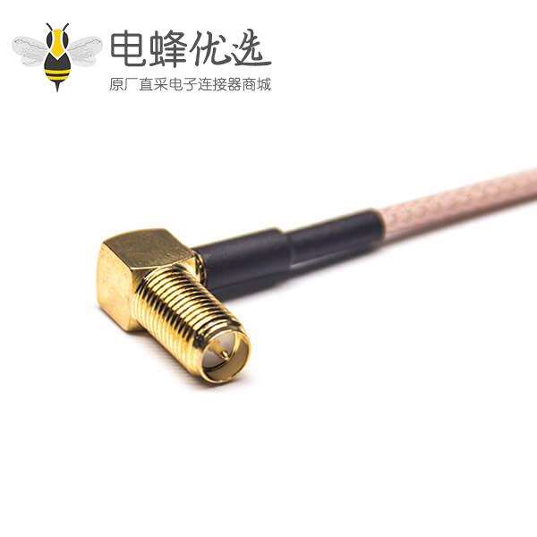 MMCX耳机接口弯式公头转SMA弯式反极母头接RG316线