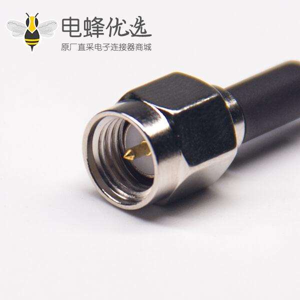 SMA型直式公头同轴线转MCX弯式公头接RG316