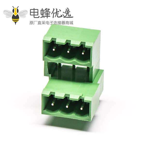 绿色端子6芯穿孔式接PCB板插入式双层插拔式端子