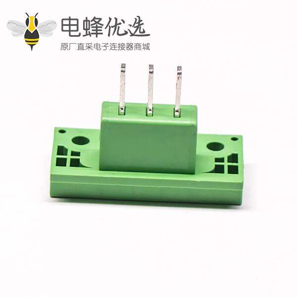 绿色端子台3芯带两个螺丝孔直式穿孔接线端子