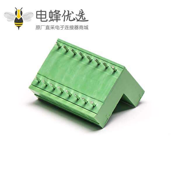 插拔式接线端子接线双排16芯直式穿孔对接式绿色端子