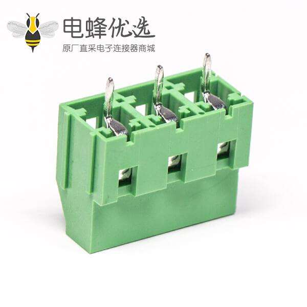 螺钉式多级接线端子3芯直式穿孔式接PCB板绿色