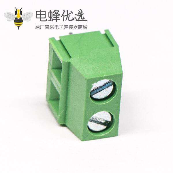PCB端子绿色螺钉式2芯直式穿孔插PCB板