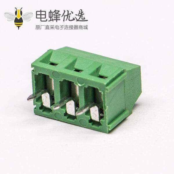 绿色接线端子螺钉式3芯直式连接器插PCB板