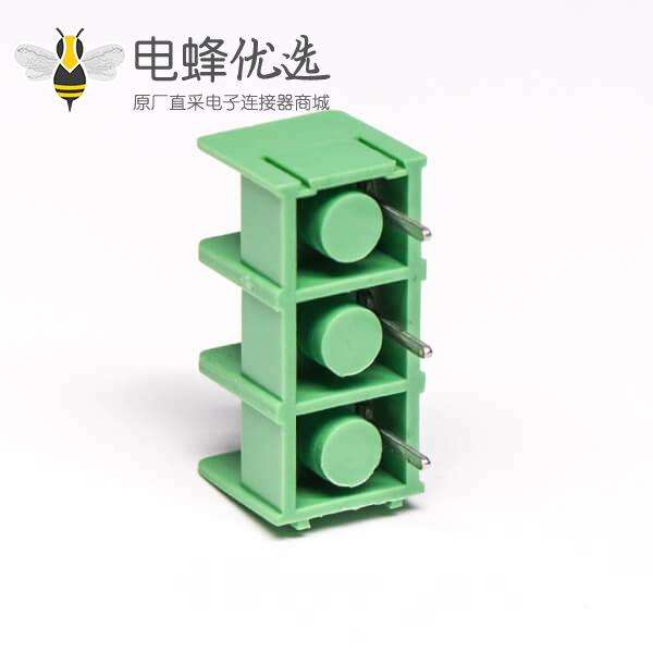 栅栏式接线端子3芯绿色直式插PCB板连接器
