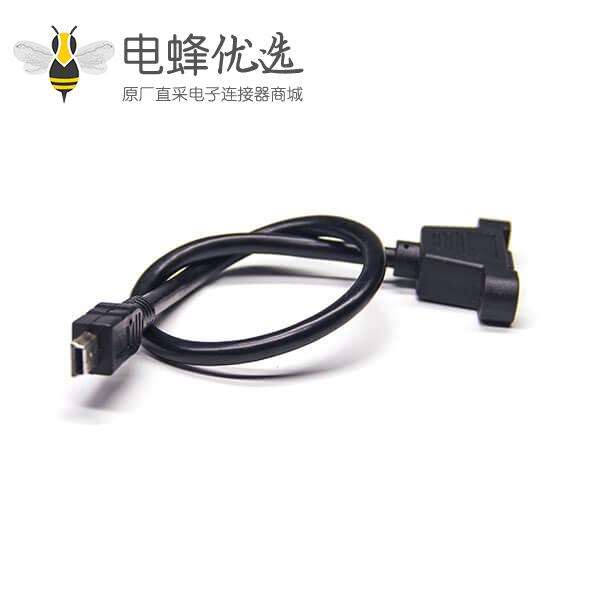 mini&nbsp;usb&nbsp;接口直式公对公usb2.0黑色转接线带螺丝孔