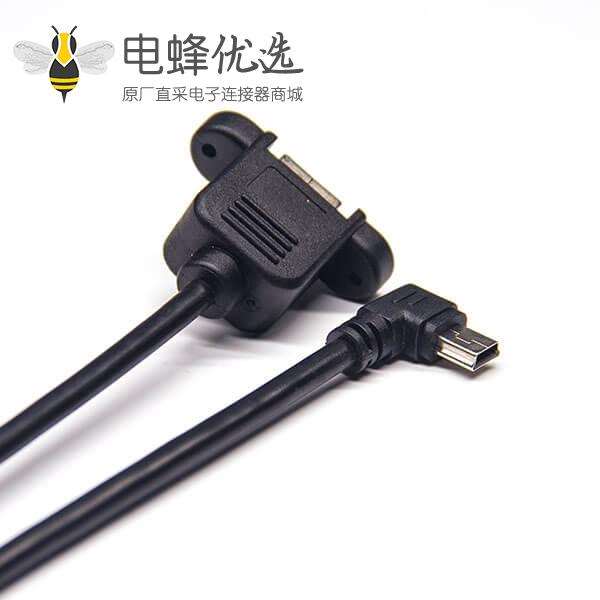 Mini&nbsp;USB右弯头公转USB Type B直母头带螺丝孔原厂直发