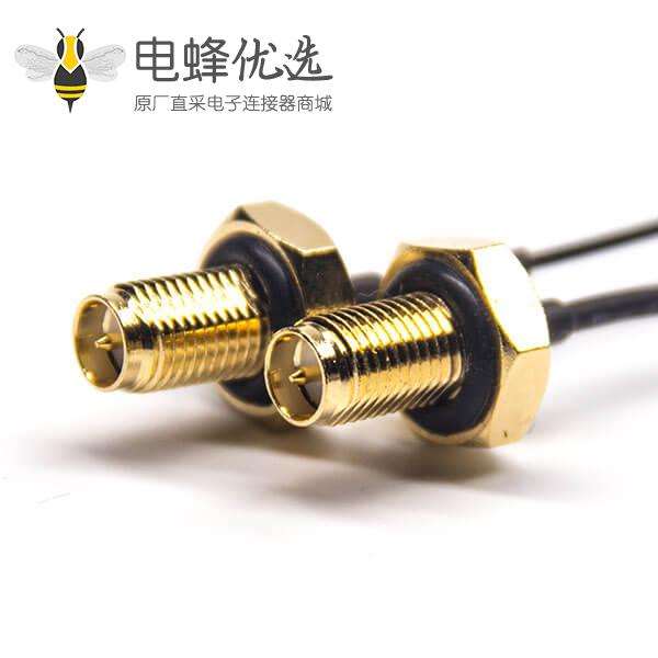 rf同轴线1.37黑色接双头防水SMA母头公针转IPEX端子