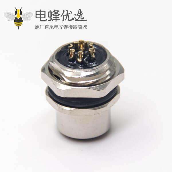 m12防水插座直式母头航空连接器接线防水后锁板面板安装