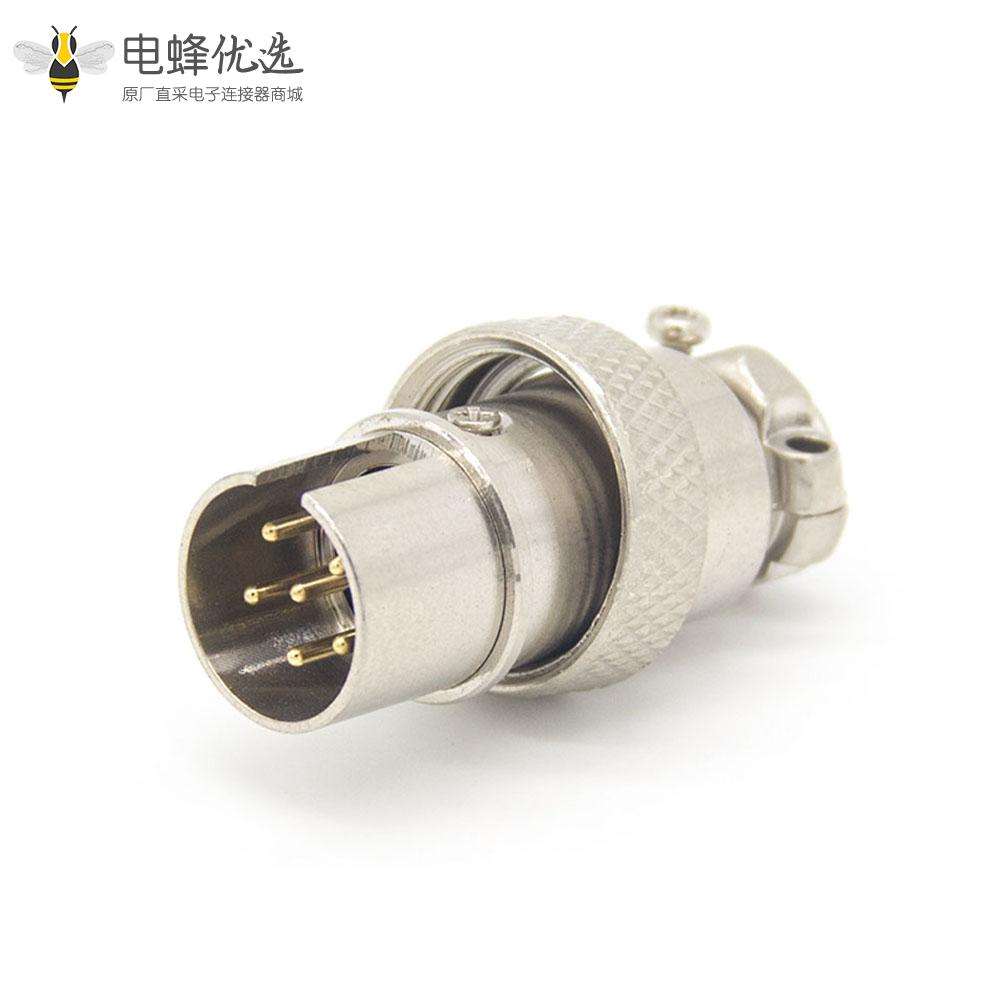 航空插头GX16 6芯反装直式公头接线连接器