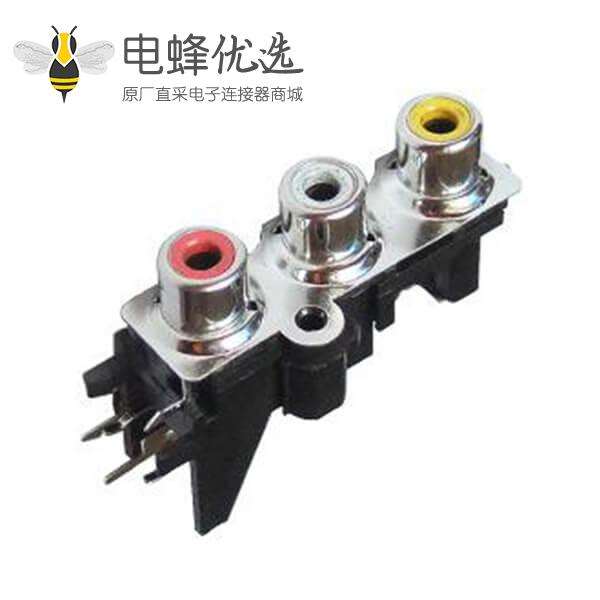 RCA 3孔带金属屏蔽带螺丝孔音频同轴连接器