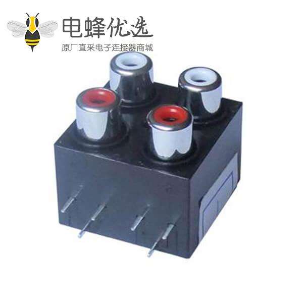 4孔位90度AV接口2&times;2PINRCA同轴连接器