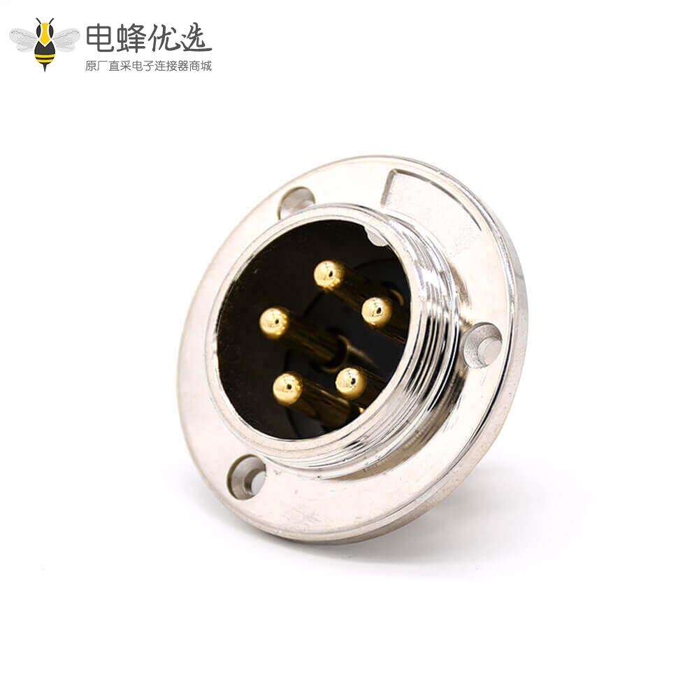 5芯航空插座GX35 直式金属外壳公插座