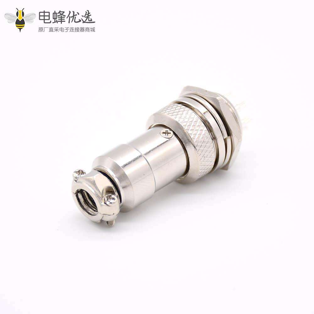 航空插头插座GX16 9芯公母直式焊线金属外壳防水连接器
