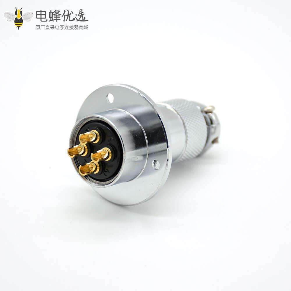 插头插座gx20法兰式航空连接器4芯面板安装