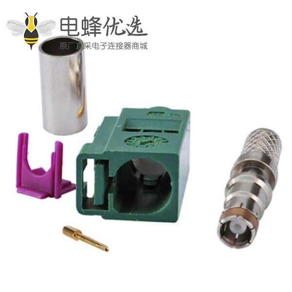 圆型Fakra接头母头E型压接焊接接线RG58 LMR-195 RG400 RG142连接器