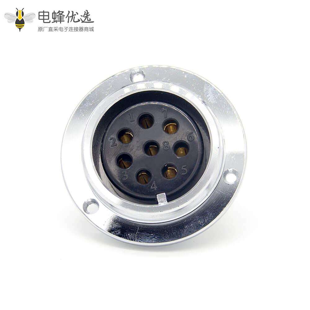 8芯航空插座GX48直式反装母插座圆盘法兰安装