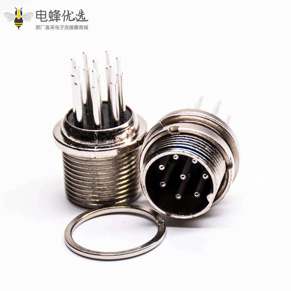航空插头5芯 gx16公插座常规款直式前锁穿墙焊线连接器