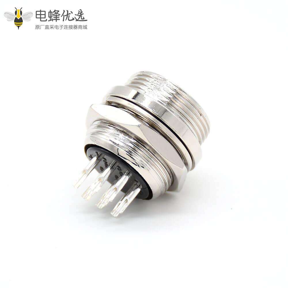 航空插头接头插座GX20 10芯常规款直式后锁穿墙焊线连接器