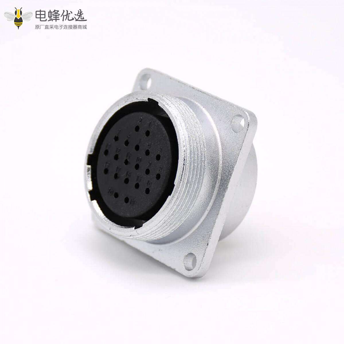 连接器母头P28直式20芯插座法兰安装焊杯接线