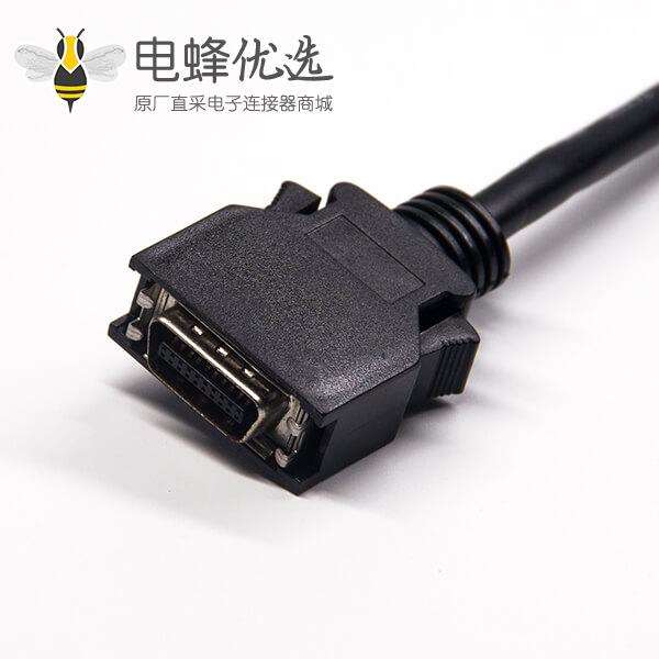 20针SCSI接头HPCN型黑色塑胶壳双边线公转公直式按键卡勾式连接线1米