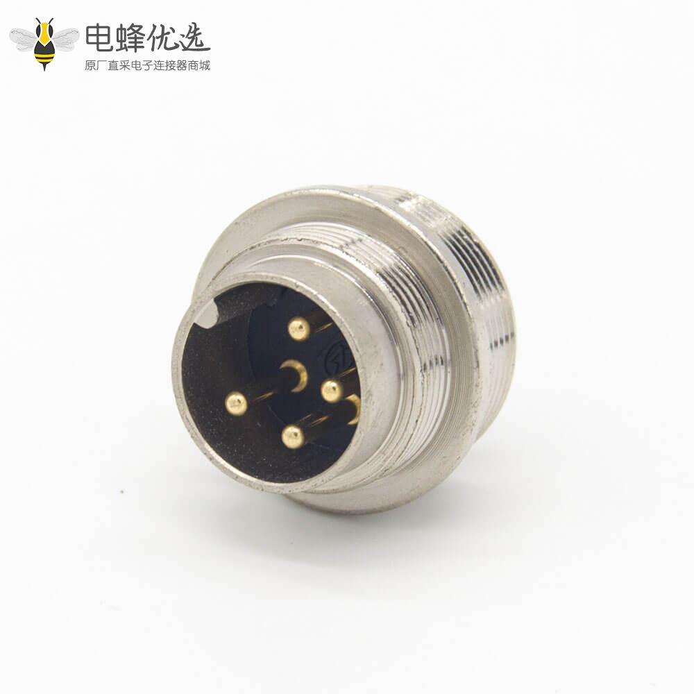 m16 4芯连接器直式公插座焊杯接线