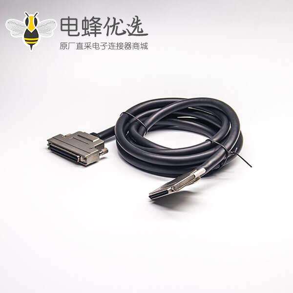 68Pin SCSI线HPCN公头转VHDCI型68芯公头双边线锌合金外壳组装线2米