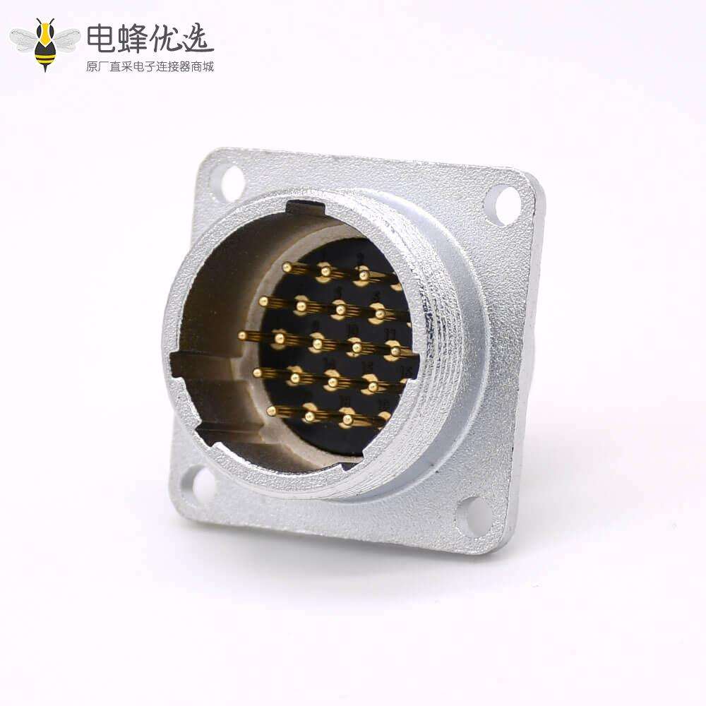 法兰安装P24 19芯公头直式插座连接器焊杯接线