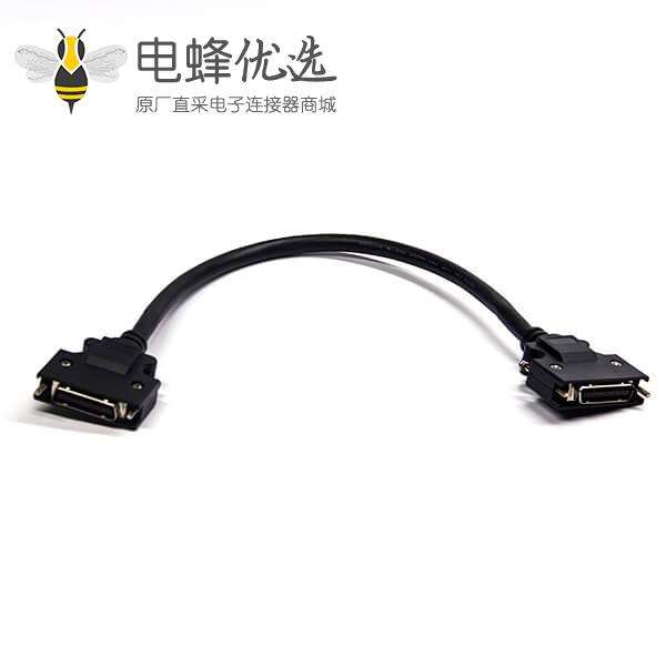 SCSI芯HPCN型黑色塑胶壳公转公直式螺丝锁接双边线1米