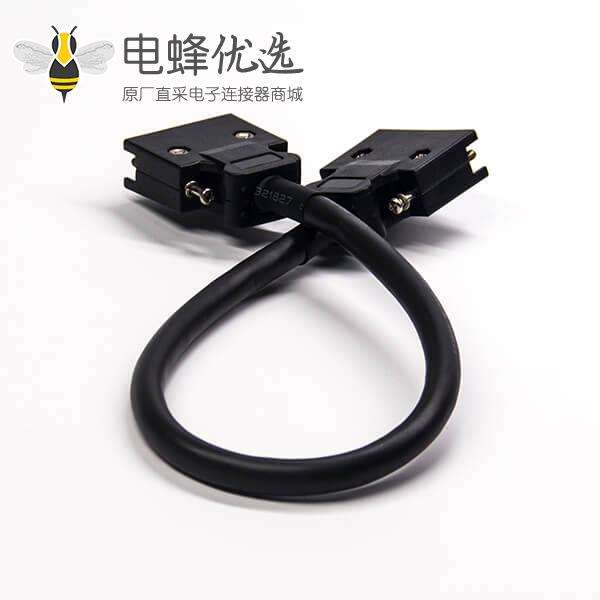 SCSI直插连接器线材20芯HPCN型黑色塑胶壳公转公螺丝锁接双边线1米