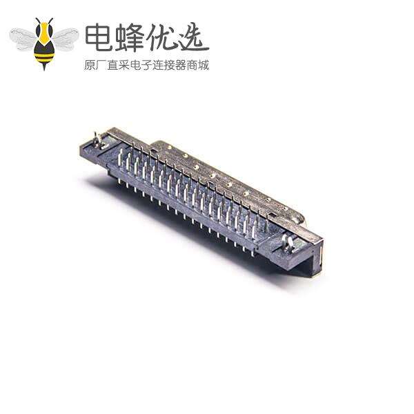 SCSI HPDB型母头68芯弯式连接器插孔式PCB板安装