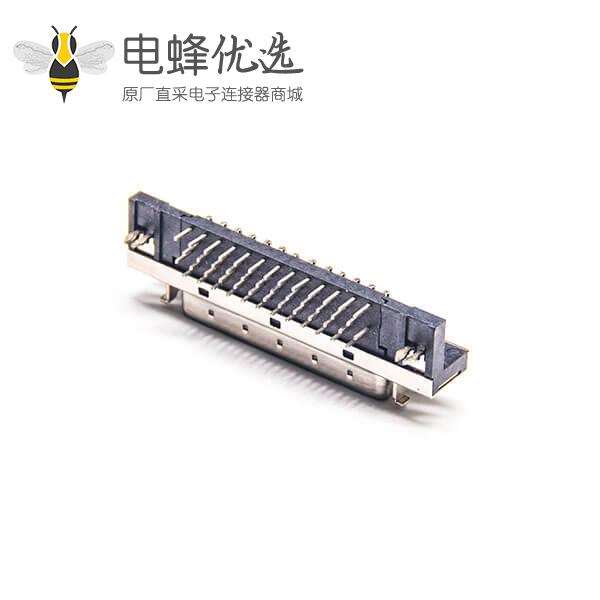 SCSI连接器HPDB型50芯弯式插板母头插孔式PCB板安装