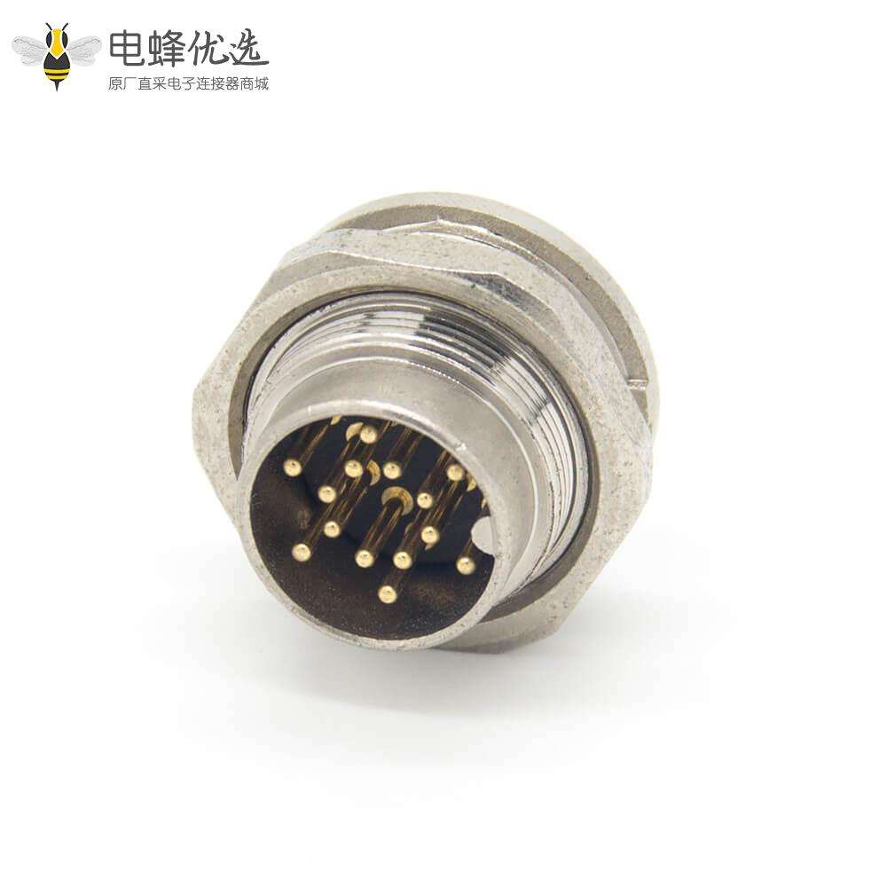14芯插座 M16直式公头接线/面板连接器