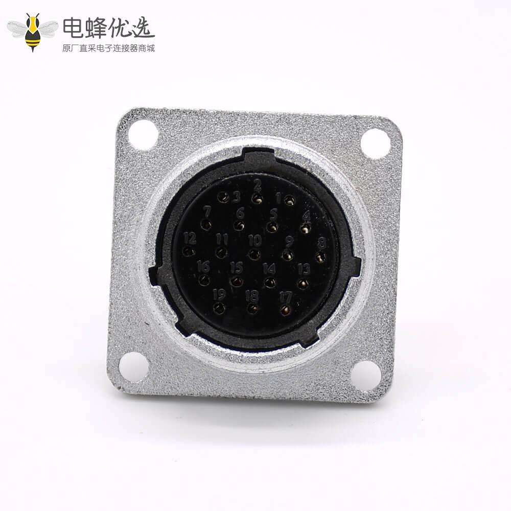 法兰安装连接器P20母头19芯直式插座焊杯接线