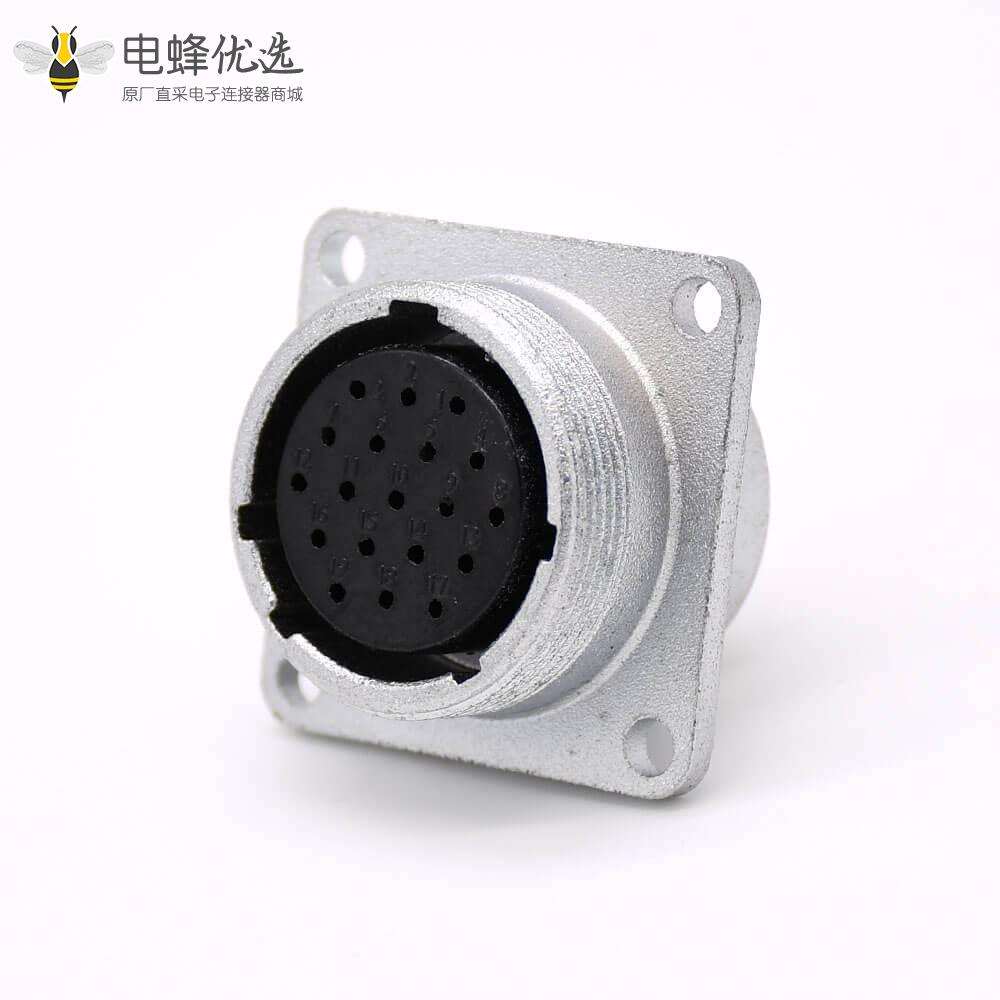 法兰安装连接器P20母头19芯直式插座焊杯接线