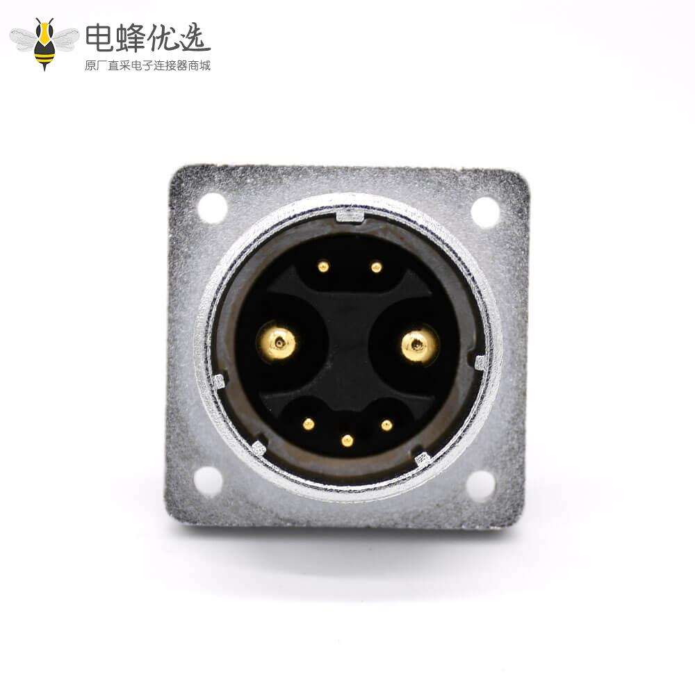 180度连接器P32 7芯公头插座方形四孔法兰安装焊杯接线